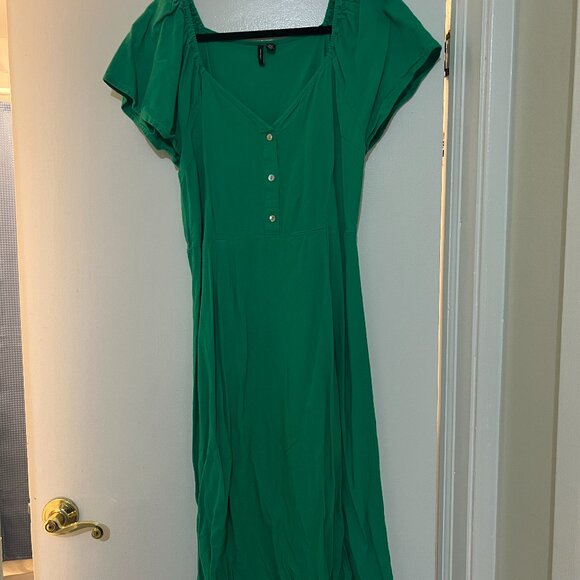Vero Moda Linen Dress, Green, Size Large - Picture 2 of 8